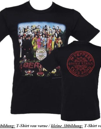 BEATLES-T-Shirt SGT. PEPPER ALBUM COVER & BASSDRUM LOGO ON BLACK