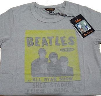 BEATLES T-Shirt  SHEA CONCERT POSTER  AUGUST 23RD 1966 GREY